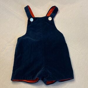 Vintage Navy Blue Kids Velvet Overalls